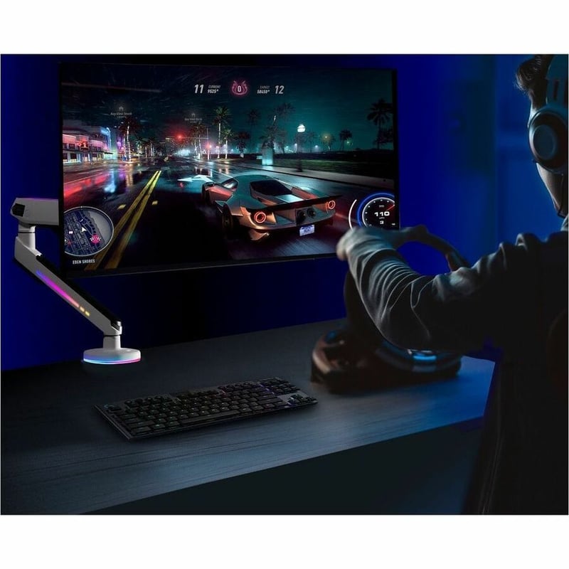 SIIG Mounting Arm for Monitor, Flat Panel Display, Curved Screen Display - White - Landscape/Portrait - Thumbnail 2