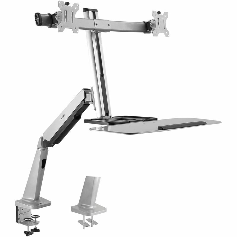Rocstor ErgoCenter Desk Mount for Monitor, Mouse, Keyboard - Silver - TAA Compliant - Thumbnail 1