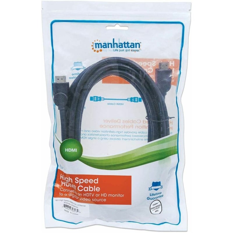 Manhattan HDMI Male to Male High Speed Shielded Cable with Ethernet, 16.5', Black - Thumbnail 2