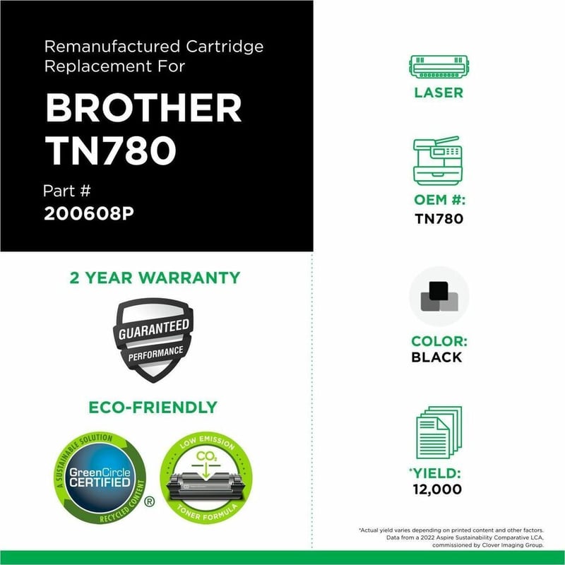 Clover Imaging Remanufactured Extra High Yield Toner Cartridge for Brother TN780 - Thumbnail 3