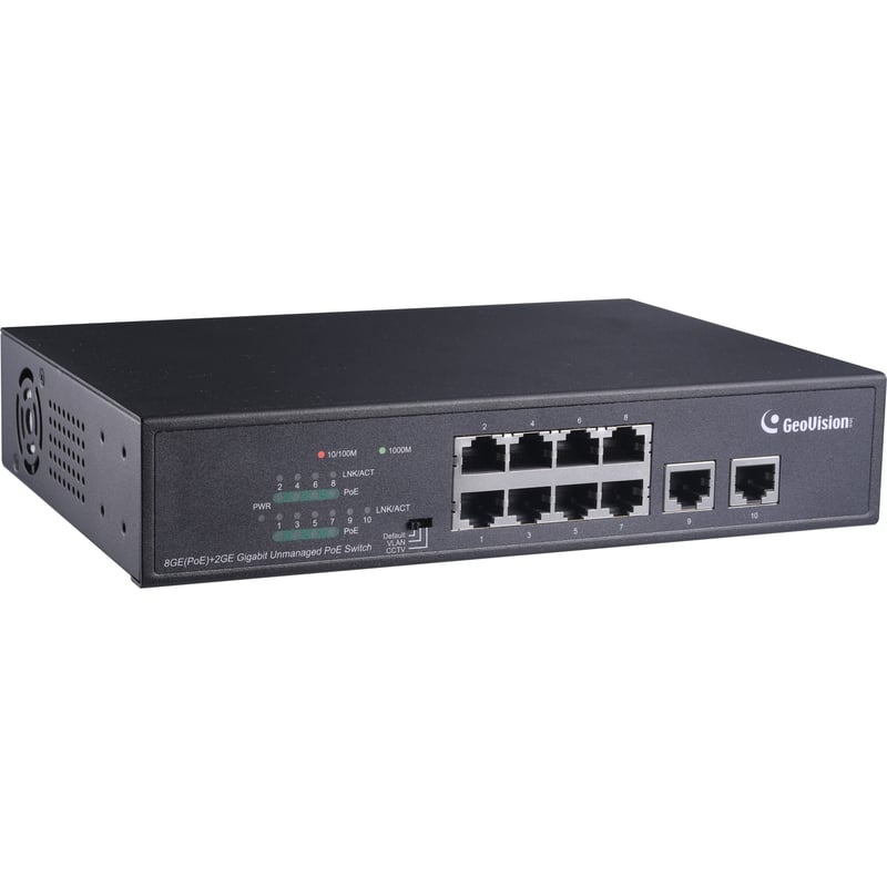 GeoVision GV-APOE0810 10-Port 10/100/1000M Unmanaged PoE Switch with 8-Port PoE - Thumbnail 1