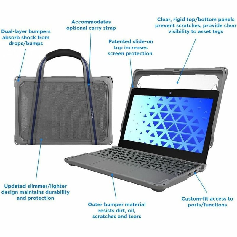 CHROMEBOOK CASE LENOVO 100E G5 CHROMEBOOK 11.6IN (GRAY/CLEAR) - Thumbnail 4