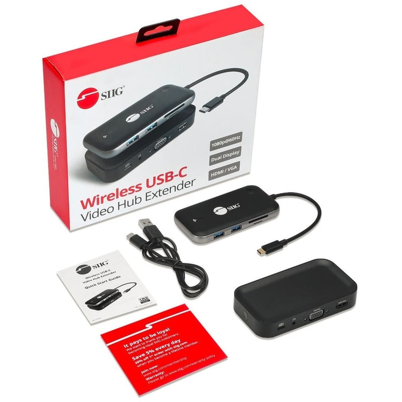 SIIG Wireless USB-C Video Hub Extender 1080p - 32Ft - Thumbnail 4