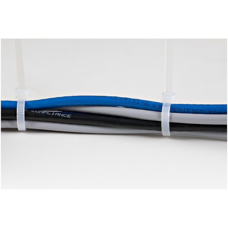 StarTech.com 8"(20cm) Cable Ties, 2-1/8"(55mm) Dia, 50lb(22kg) Tensile Strength, Nylon Self Locking Zip Ties, UL Listed, 100 Pack, White - Thumbnail 4