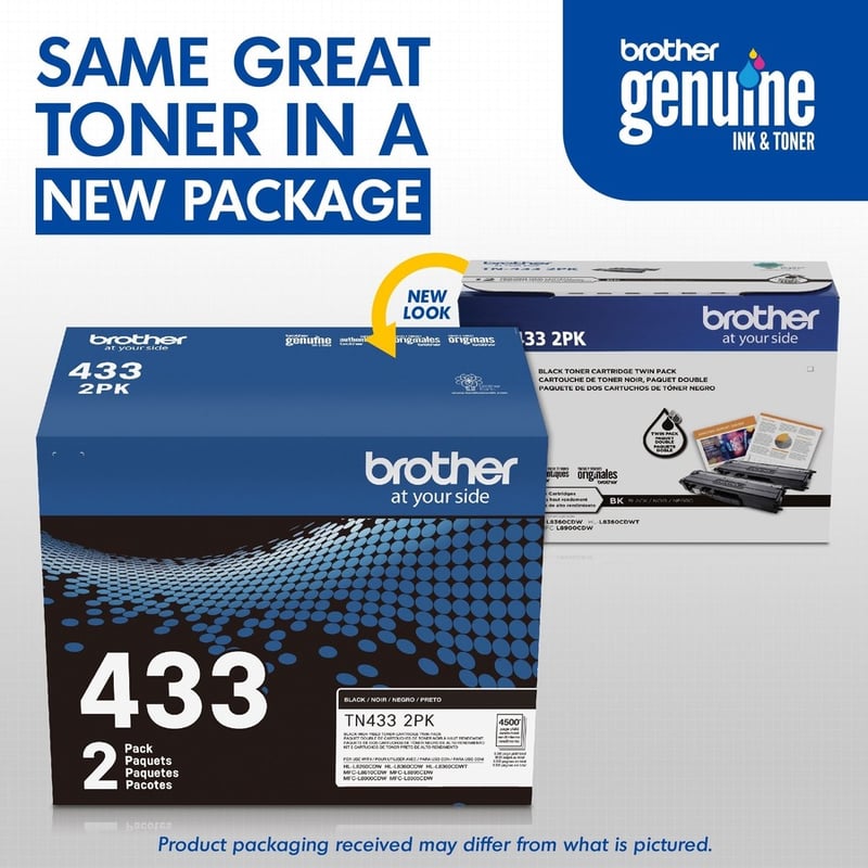 Brother TN-433 Original High Yield Laser Toner Cartridge - Twin-pack - Black - 2 / Box - Thumbnail 3