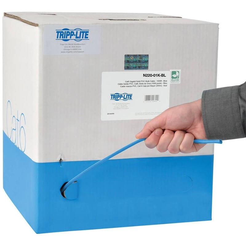 Eaton Tripp Lite Series Cat6 Gigabit Bulk UTP Stranded 24 AWG CMR PVC Cable, Blue, 1000 ft. (304.8 m) TAA - Thumbnail 2