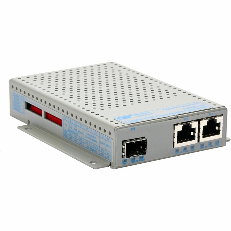 10/100/1000 2XRJ-45 POE+ MEDIA CONVERTER SFP DC -40-75C