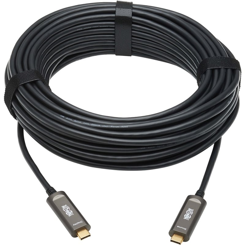 Eaton Tripp Lite Series USB-C to USB-C Plenum-Rated Fiber Active Optical Cable (AOC) - 4K 60 Hz, HDR, 4:4:4, M/M, Black, 15 m (49 ft.), Video-Only - Thumbnail 2