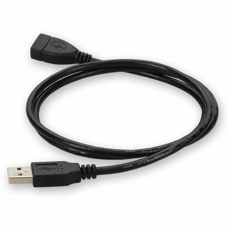 AddOn 5ft USB 2.0 (A) Male to Female Black Cable - Thumbnail 2
