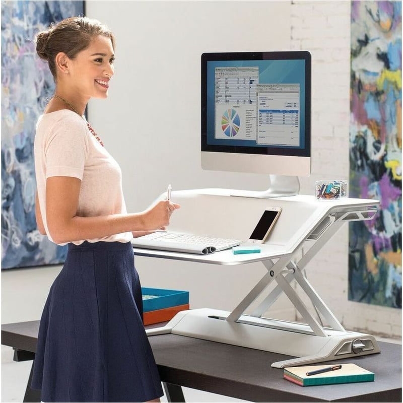 Fellowes Lotus Sit-Stand Workstation, White - Thumbnail 5