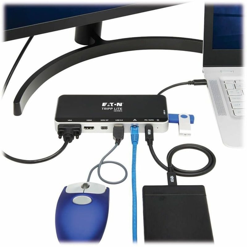 Tripp Lite by Eaton USB Dock Triple Display - 4K HDMI & mDP VGA USB 3.x (5Gbps) USB-A/C Hub GbE 60W PD Charging - Thumbnail 4