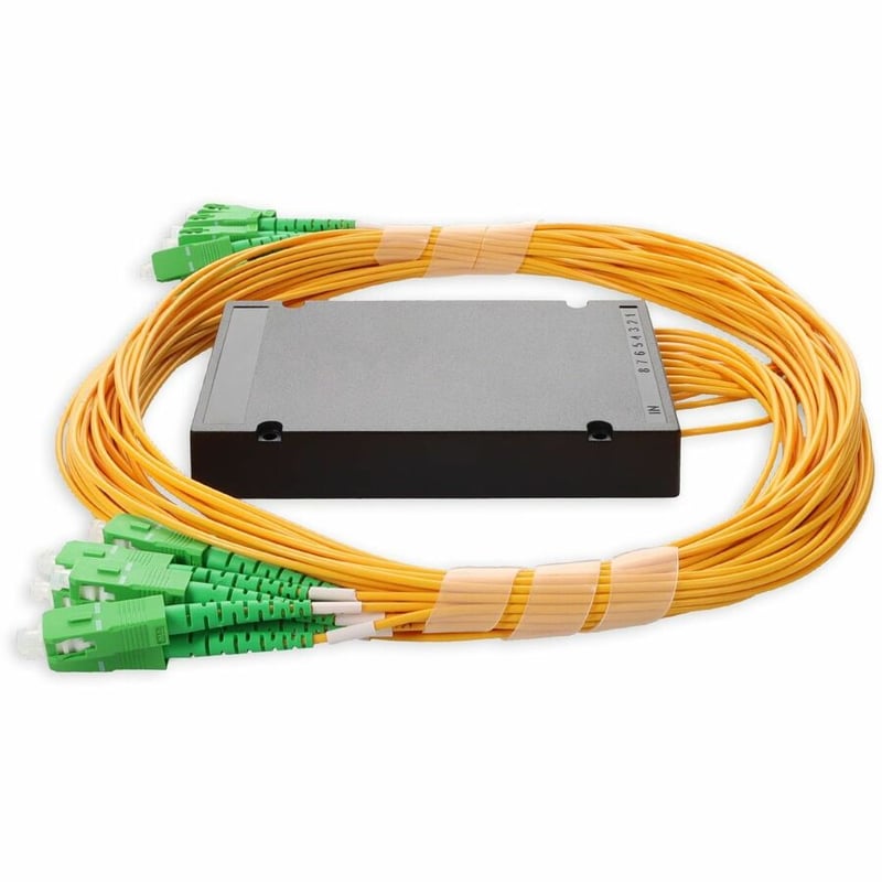 AddOn Single 1xASC 1x (Male) to 16xASC (Male) Yellow OS2 Simplex Fiber Splitter Box with 1.5m pigtails - Thumbnail 2