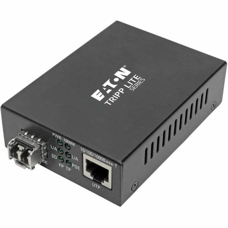 Tripp Lite by Eaton Gigabit Multimode Fiber to Ethernet Media Converter, PoE+ - International Power Cables, 10/100/1000 LC, 850 nm, 550 m (1,804 ft.) - Thumbnail 1