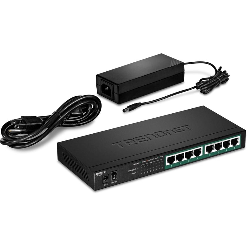 TRENDnet 8-Port Gigabit PoE+ Switch, 65W PoE Power Budget, 16Gbps Switching Capacity, IEEE 802.1p QoS, DSCP Pass-Through Support, Fanless, Wall Mountable, Lifetime Protection, Black, TPE-TG83 - Thumbnail 5