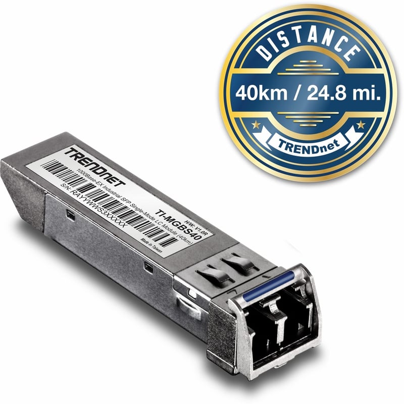TRENDnet SFP to RJ45 Industrial Single-Mode LC Module; TI-MGBS40; Up to 2 km (1.2 miles); 1000Base-EX Industrial SFP; IEEE 802.3z Gigabit Ethernet; Data Rates of up to 1.25Gbps; Lifetime Protection - Thumbnail 4