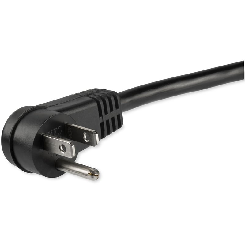 StarTech.com 1ft (0.3m) Power Extension Cord, Right Angle NEMA 5-15P to NEMA 5-15R, 13A 125V, 16AWG, Black, Outlet Extension Cable - Thumbnail 2