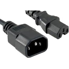 POWER CORD C14 - C15, 14AWG, 15AMP, 250V, HEAVY DUTY SJT JACKET, BLACK, 6FT, C14