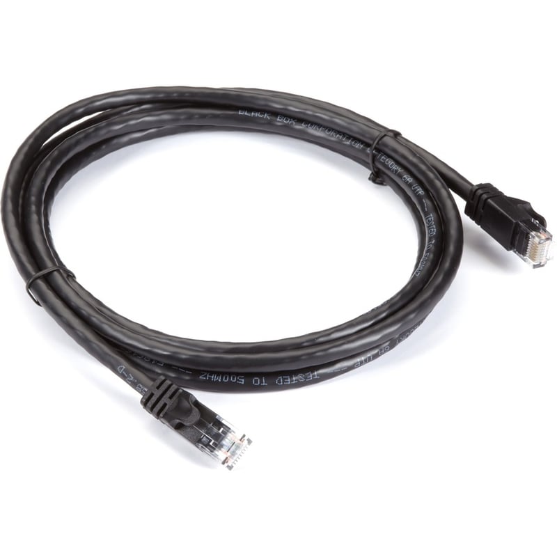 Black Box CAT6A 500-MHz STR Patch Cable Slim Molded Snagless Boot - UTP, CM PVC, BK, 7FT - Thumbnail 2