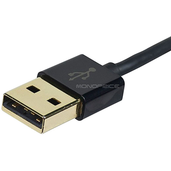 Monoprice Premium USB to Micro USB Charge & Sync Cable 6ft- Black - Thumbnail 3