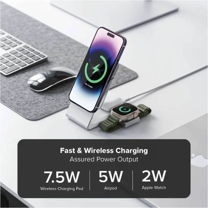 MATRIX 3-IN-1 UNIV CHARGER- WHT FOR PHONE EARBUDS AND APPLE WATCH - Thumbnail 4