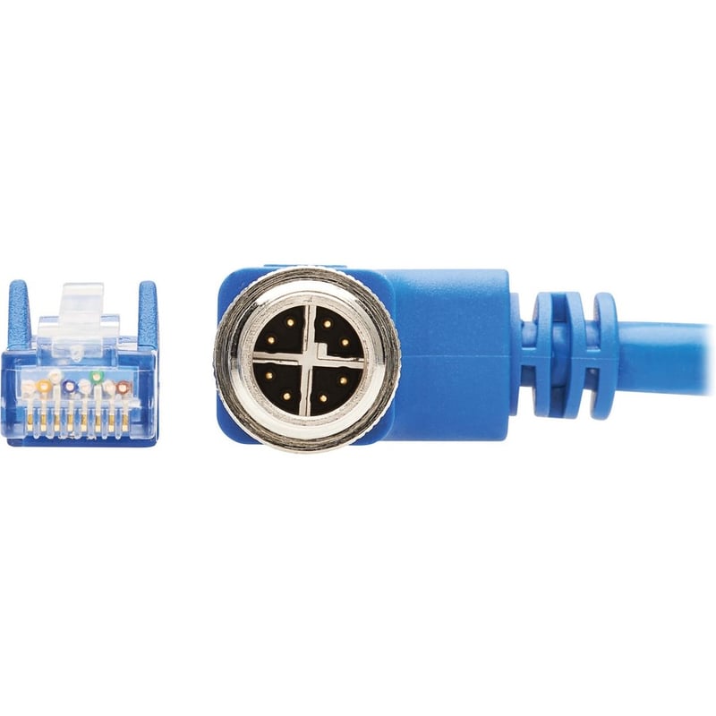 Eaton Tripp Lite Series M12 X-Code Cat6 1G UTP CMR-LP Ethernet Cable (Right-Angle M12 M/RJ45 M), IP68, PoE, Blue, 2 m (6.6 ft.) - Thumbnail 3