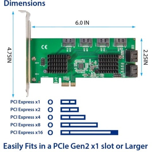 SYBA Multimedia 8 Port SATA III to PCIe 3.0 x1 Non-RAID Expansion Card SD-PEX40163 - Thumbnail 3