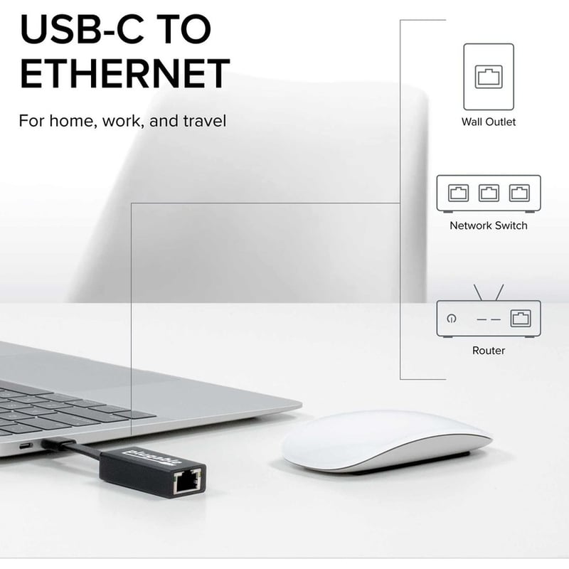 Plugable USB C to Ethernet Adapter, Fast and Reliable Gigabit Speed - Thumbnail 2