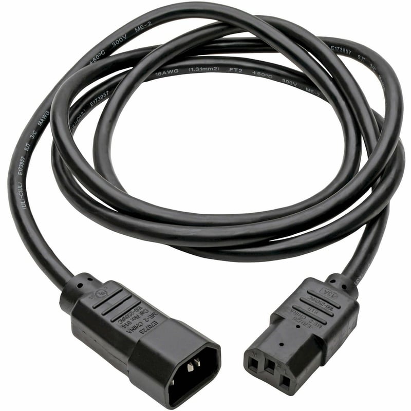 Eaton Tripp Lite Series PDU Power Cord, C13 to C14 - 10A, 250V, 18 AWG, 6 ft. (1.83 m), Black - Thumbnail 1