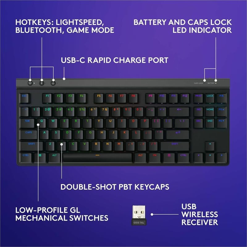 G515 LIGHTSPEED TKL KEYBOARD BLACK LINEAR - Thumbnail 2