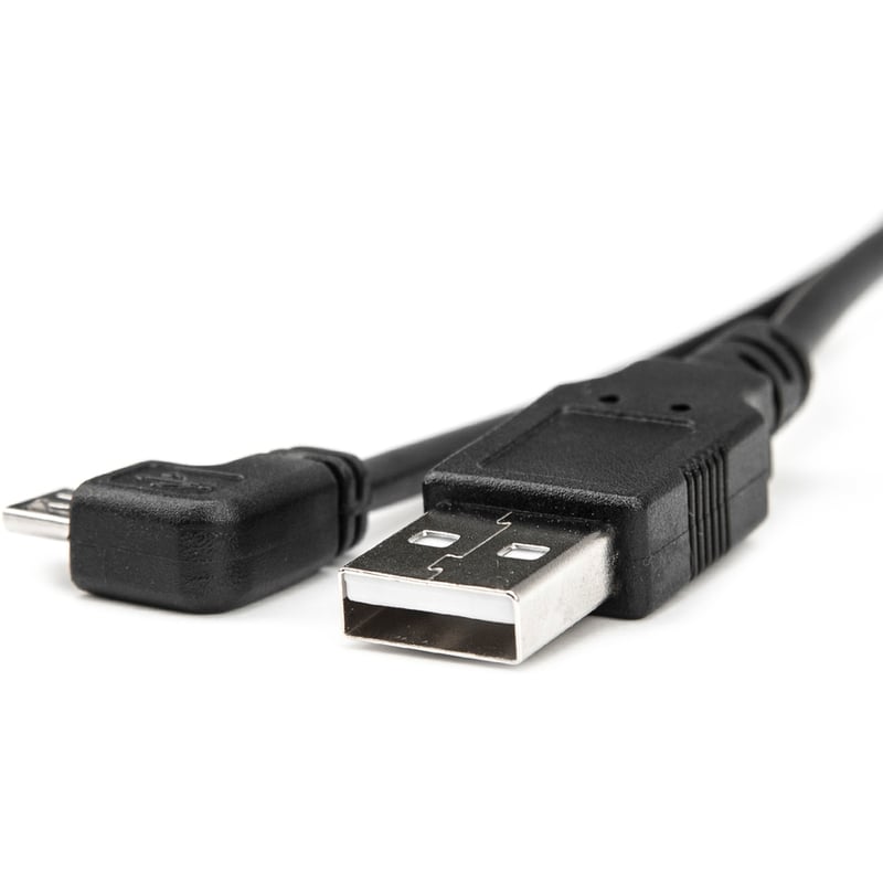 Rocstor Premium 3ft Micro USB Cable - A to Right Angled Micro B - USB Type A Male - Micro USB Type B Male - 1ft - Black USB Cable - Thumbnail 3
