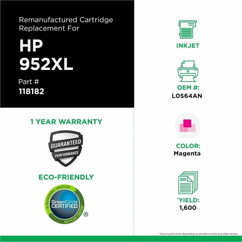 Clover Imaging Remanufactured High Yield Magenta Ink Cartridge for HP 952XL (L0S64AN) - Thumbnail 3