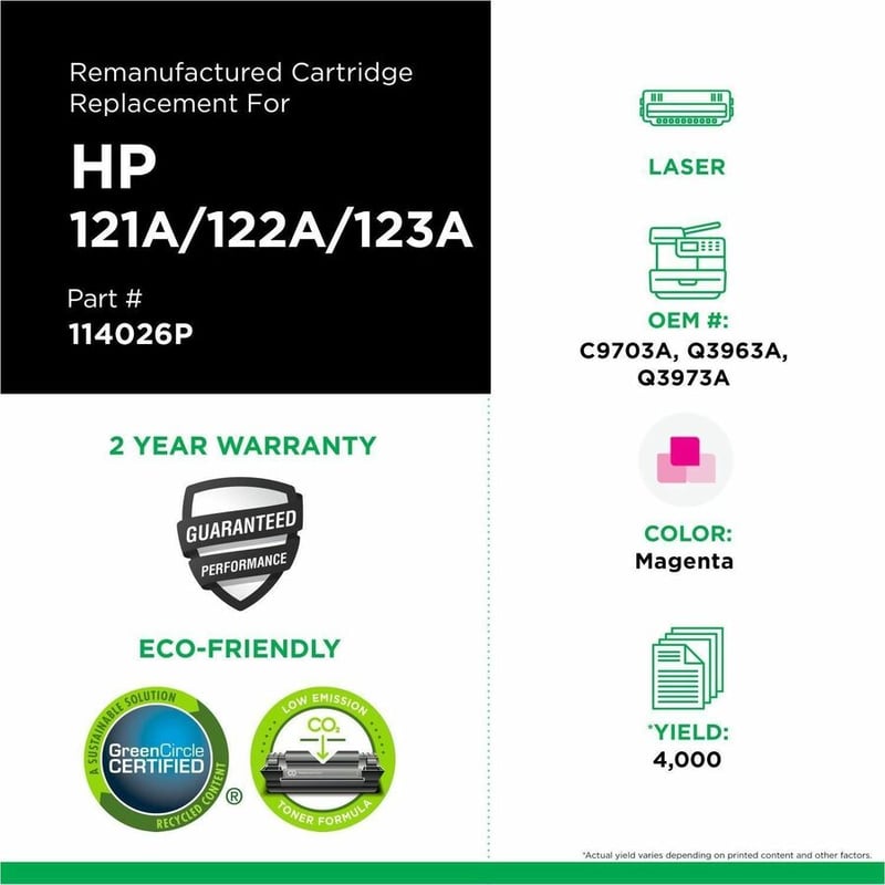 Clover Imaging Remanufactured Magenta Toner Cartridge for HP 121A/122A/123A (C9703A/Q3963A) - Thumbnail 3