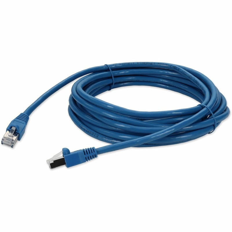 AddOn 25ft Blue CAT 6A Shielded PVC Ethernet Cable Snagless Easy Clear Boot RJ-45 M/M - Thumbnail 1