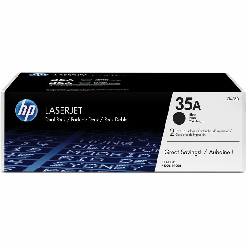 HP 35A (CB435D) Original Standard Yield Laser Toner Cartridge - Dual Pack - Black - 2 / Carton - Thumbnail 1