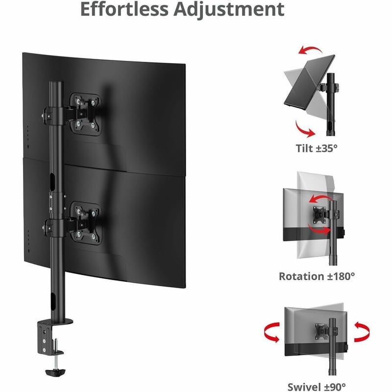 DUAL 38 INCH STACK MONITOR POLE MOUNT 26.5 LBSBLACK - Thumbnail 4