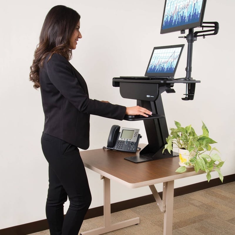 Tripp Lite by Eaton WorkWise Sit Stand Desktop Workstation Adjustable Standing Desk w/ Clamp - Thumbnail 3