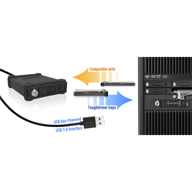 Icy Dock ToughArmor MB998IP-B Drive Enclosure for 5.25" - Mini-SAS HD Host Interface Internal - Black - Thumbnail 2