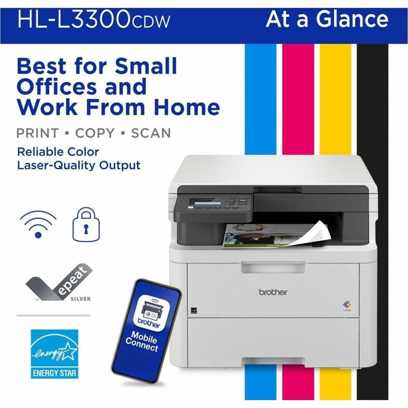 Brother HL-L3300CDW Wireless Digital Color Multi-Function Printer with Laser Quality Output, with Copy & Scan, Duplex and Mobile Printing - Thumbnail 2