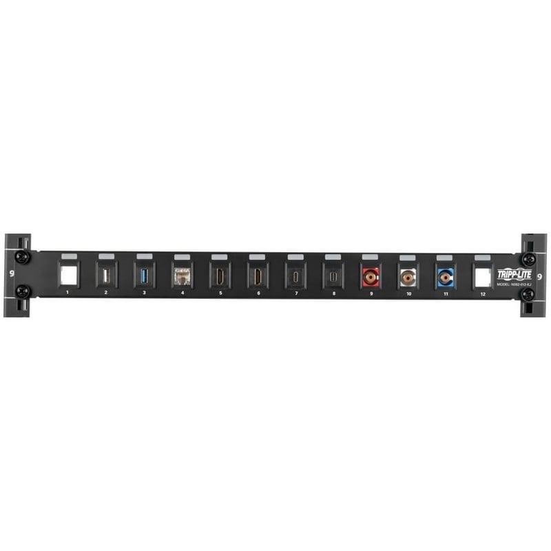 Tripp Lite by Eaton 12-Port 1U Rack-Mount Unshielded Blank Keystone/Multimedia Patch Panel RJ45 Ethernet USB HDMI Cat5e/6 - Thumbnail 2