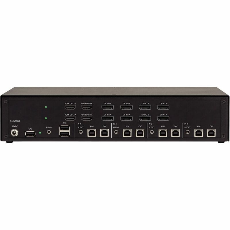 Black Box KVM Switch, NIAP 4.0 Certified - 4-Port, Dual-Monitor, DisplayPort with MST, HDMI Out, CAC - Thumbnail 3