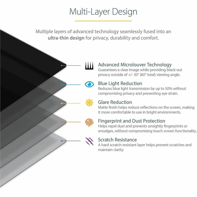 StarTech.com 13.5-inch Surface Laptop / Surface Book Privacy Screen, Anti-Glare Privacy Filter with 51% Blue Light Reduction, Matte Finish - Thumbnail 4