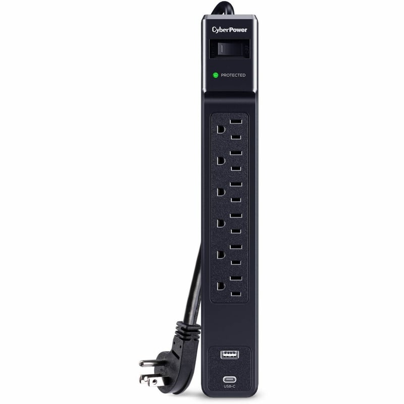 CYBERPOWER CSP604UC SURGE 1500J 4 CORD USB-AC BLACK - Thumbnail 1