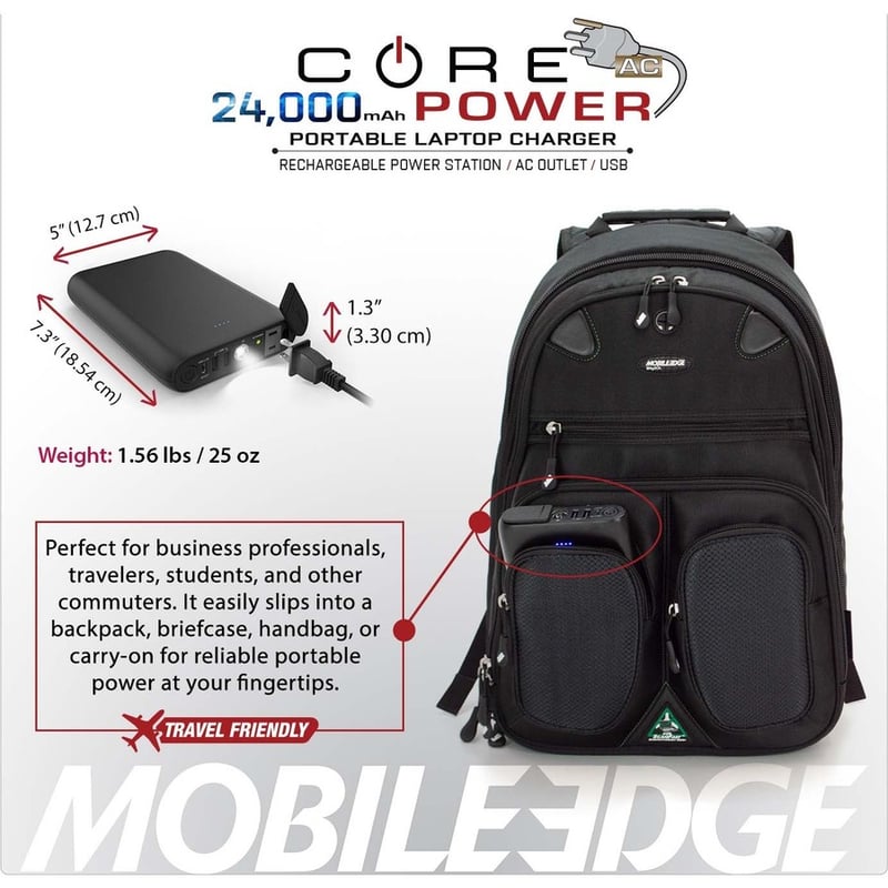 Mobile Edge CORE Power 24,000mAh AC/USB Laptop Power Charger - Thumbnail 2