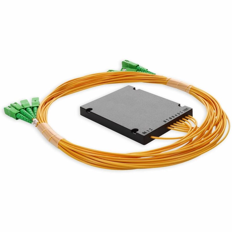 AddOn Single 1xASC 1x (Male) to 8xASC (Male) Yellow OS2 Simplex Fiber Splitter Box with 1.5m pigtails - Thumbnail 3