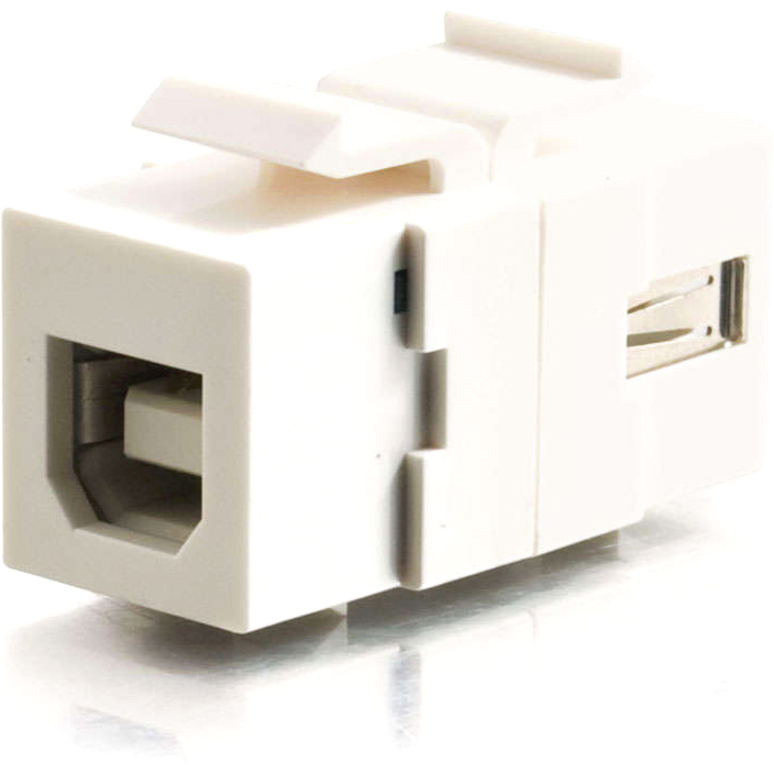 C2G Snap-In USB A/B Female Keystone Insert Module - White - Thumbnail 2