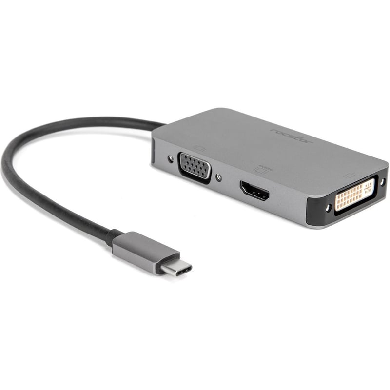 Rocstor Premium USB-C Multiport Hub 3-in-1, HDMI, VGA or DVI Adapter - Thumbnail 1