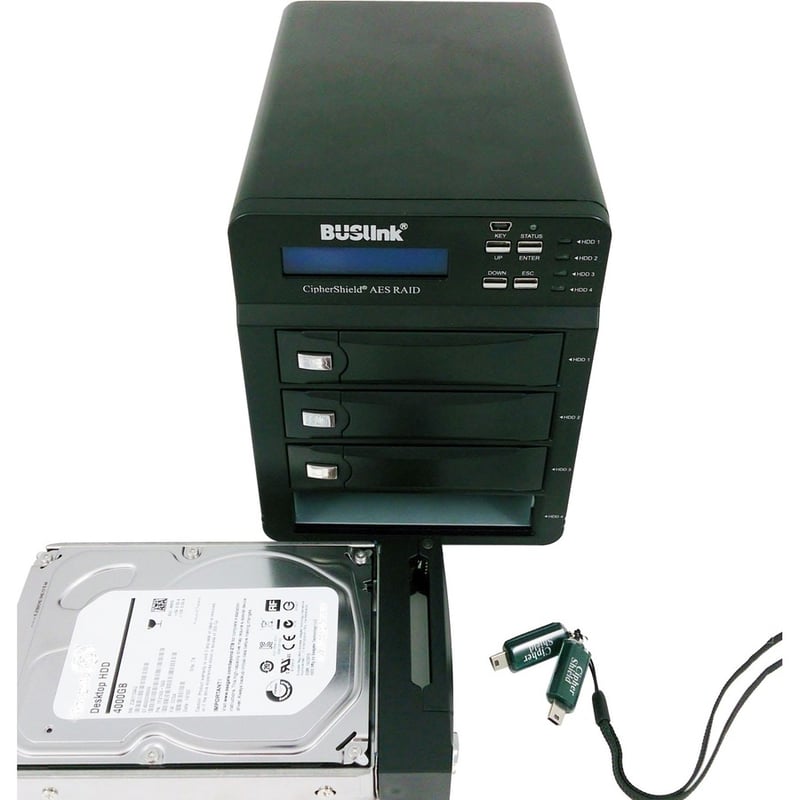 72TB 4-BAY RAID 0/3/5/10 BUSLINK CIPHERSHIELD USB 3.0/ESATA 3.5IN SINGLE KEY FIP - Thumbnail 4