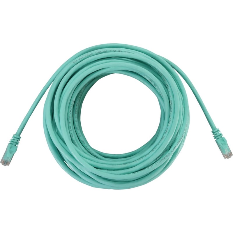 Eaton Tripp Lite Series Cat6a 10G Snagless Molded UTP Ethernet Cable (RJ45 M/M), PoE, Aqua, 50 ft. (15.2 m) - Thumbnail 1