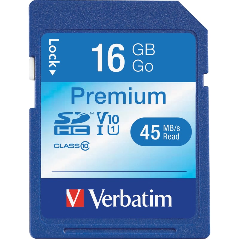 Verbatim 16GB Premium SDHC Memory Card, UHS-I Class 10 - Thumbnail 1