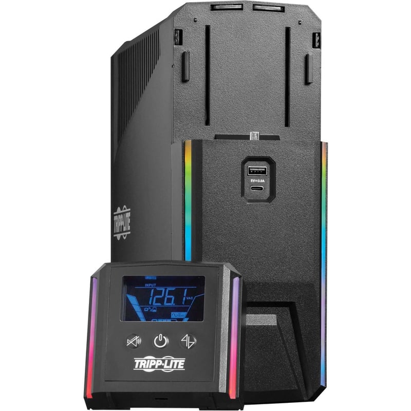 Tripp Lite by Eaton UPS 600VA 360W 120V Pure Sine Wave Gaming UPS Battery Backup - LCD, AVR, RGB LEDs, USB Charging, Power Saving - Thumbnail 3